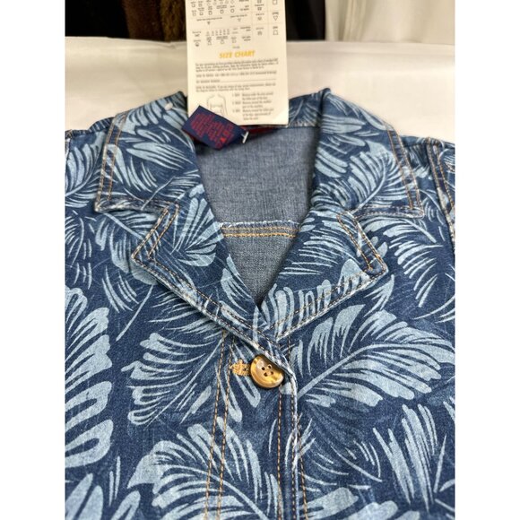 Denim & Co. Women’s Small Leaf Print Shirt Jacket Button Up Vintage New - Picture 6 of 8